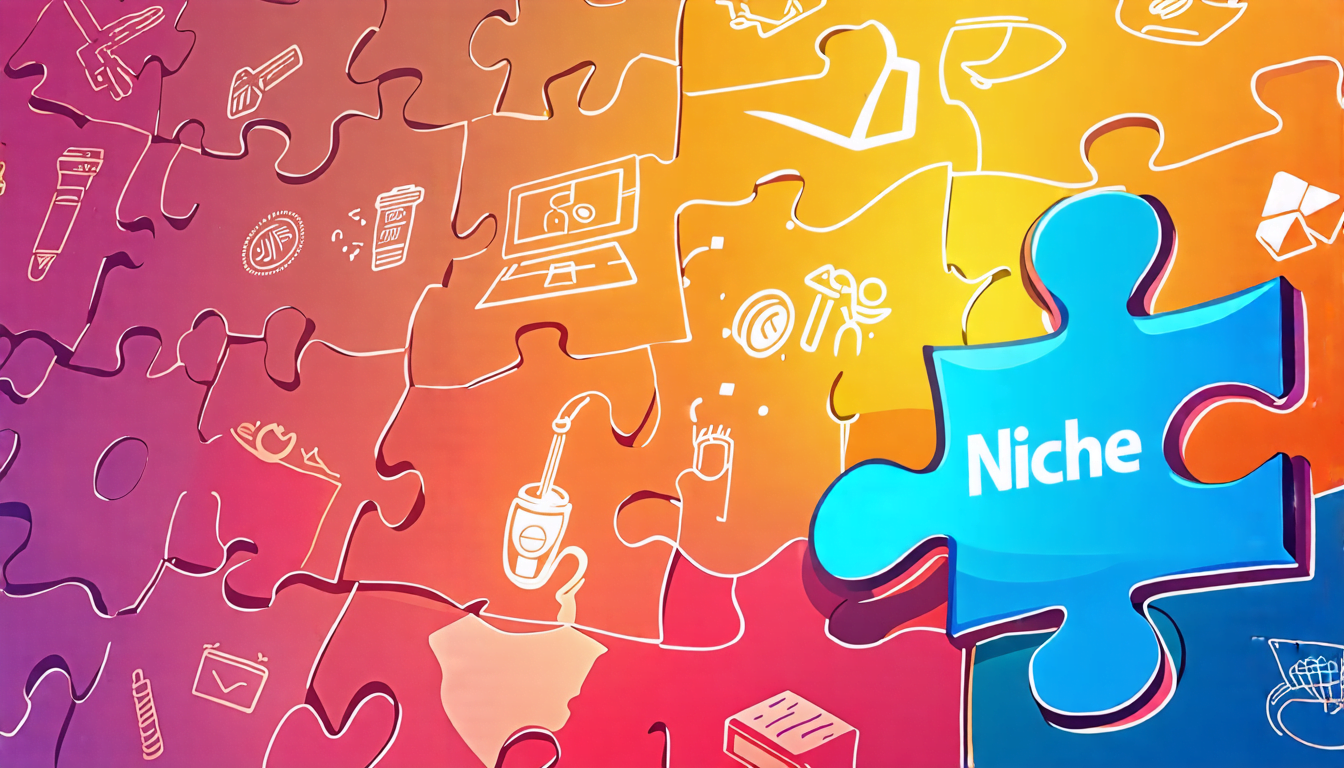 A stylized illustration of a puzzle piece perfectly fitting into a larger jigsaw puzzle, with the piece labeled Niche and the puzzle representing a diverse