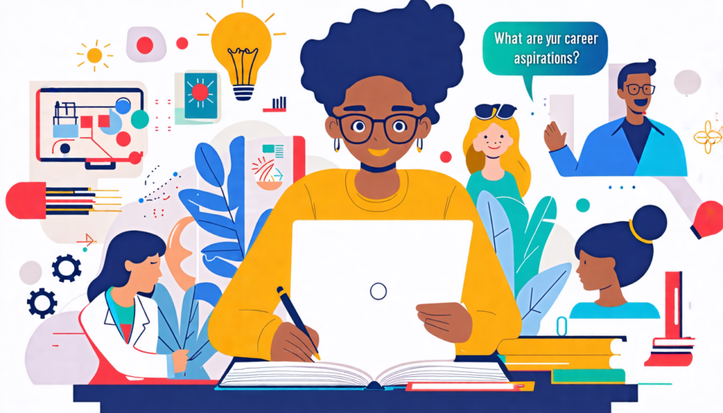 Create an image of a person in a professional setting, thoughtfully writing in a notebook with a laptop open in front of them. Around the person, incorporate visual elements that represent various car