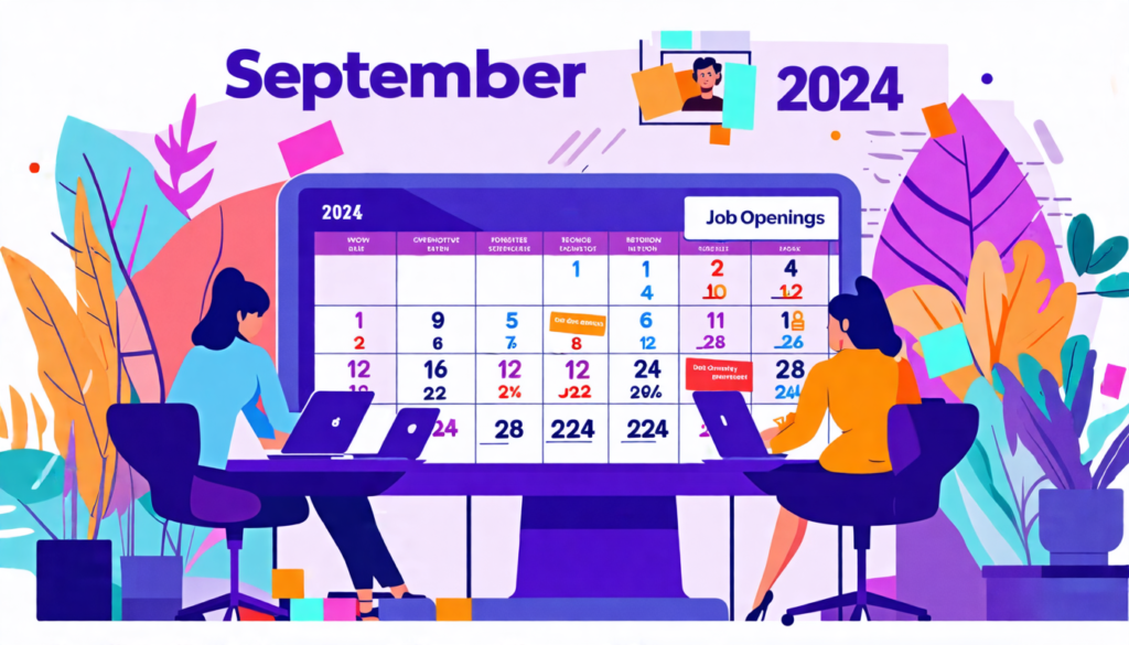 Create an illustration depicting a vibrant and modern home office setup that showcases remote work culture. Include a diverse group of professionals engaged in virtual meetings on laptops, with a cale