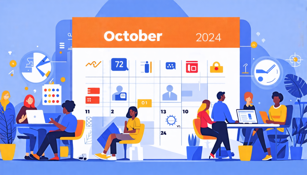 Create an illustration of a diverse group of professionals engaged in remote work. Include various elements like laptops, virtual collaboration tools, and home office setups in a bright and inviting a