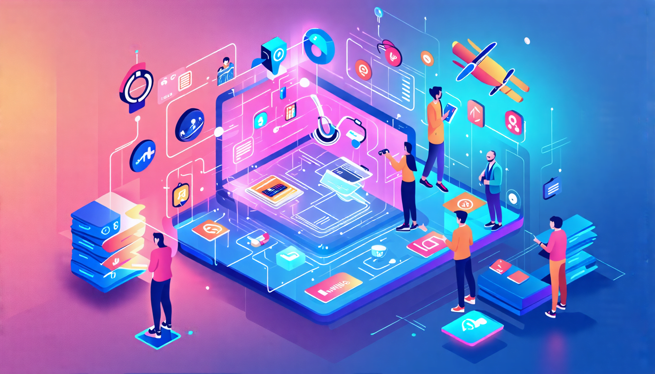 A digital marketplace interface with various unique icons representing niche freelance skills, such as a paintbrush for artists, a stethoscope for medical