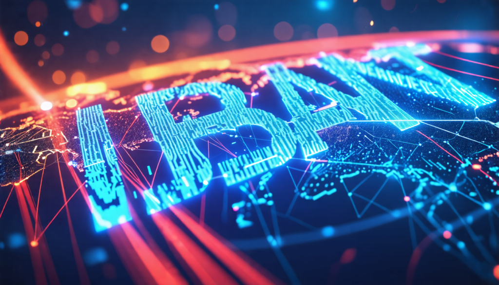 A stylized digital illustration showing a global banking network with interconnected nodes. In the foreground, a large SWIFT code and IBAN number are promi