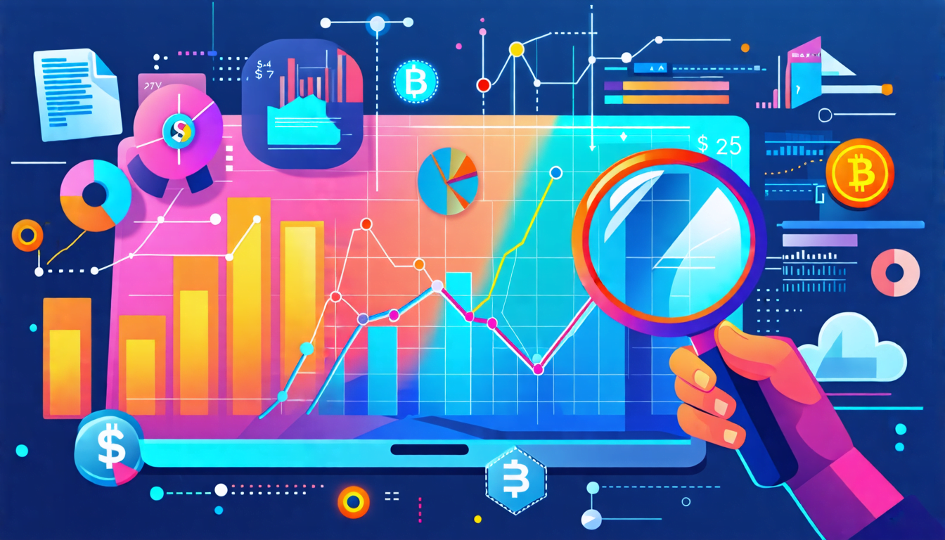 Here's a DALL-E prompt for an image related to the article title Using Analytics to Improve Your Portfolio: A stylized digital dashboard displaying colorf