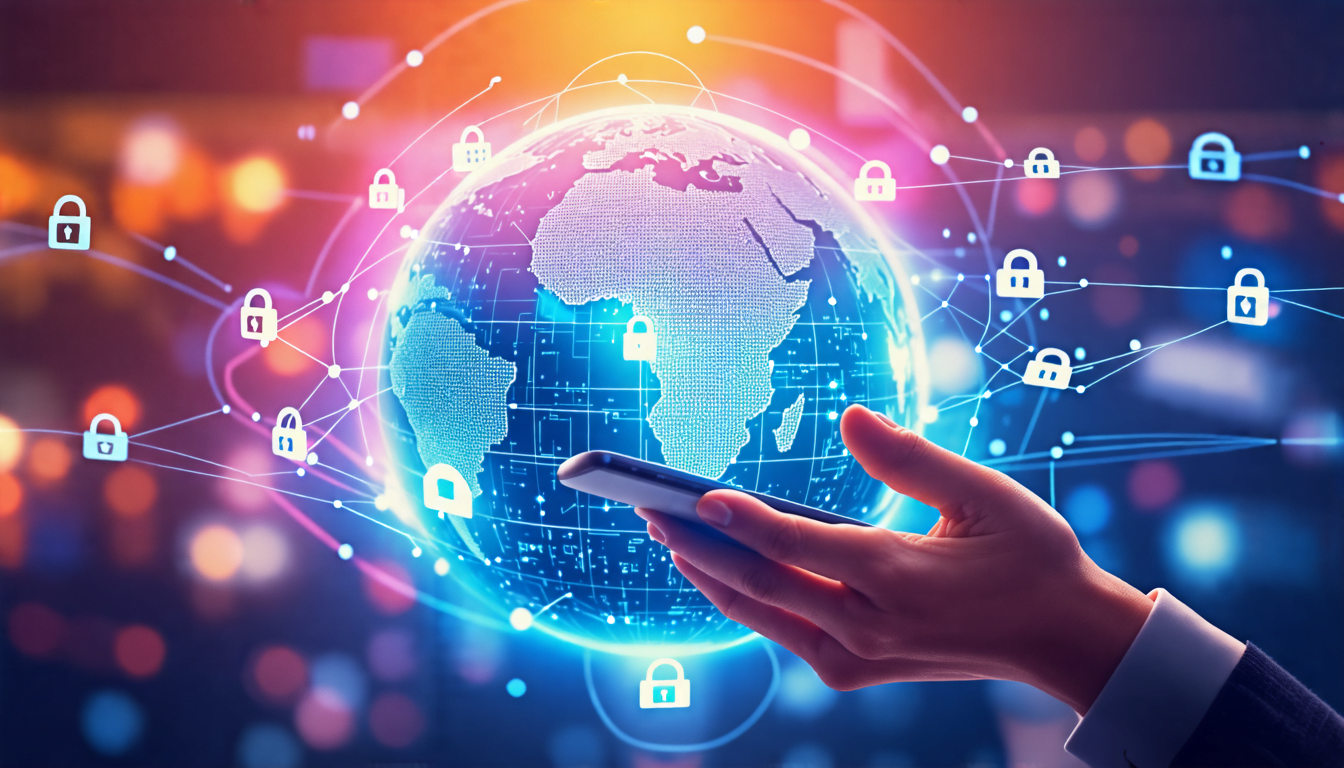 Here's a DALL-E prompt for an image related to that title: A futuristic digital globe surrounded by interconnected glowing payment symbols and padlock ico